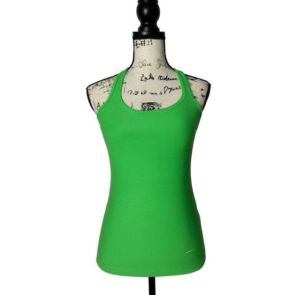 Nike Women’s Fit Dry Green Racerback Tank Top Size S Built-In Bra Athletic Activ - Picture 1 of 5